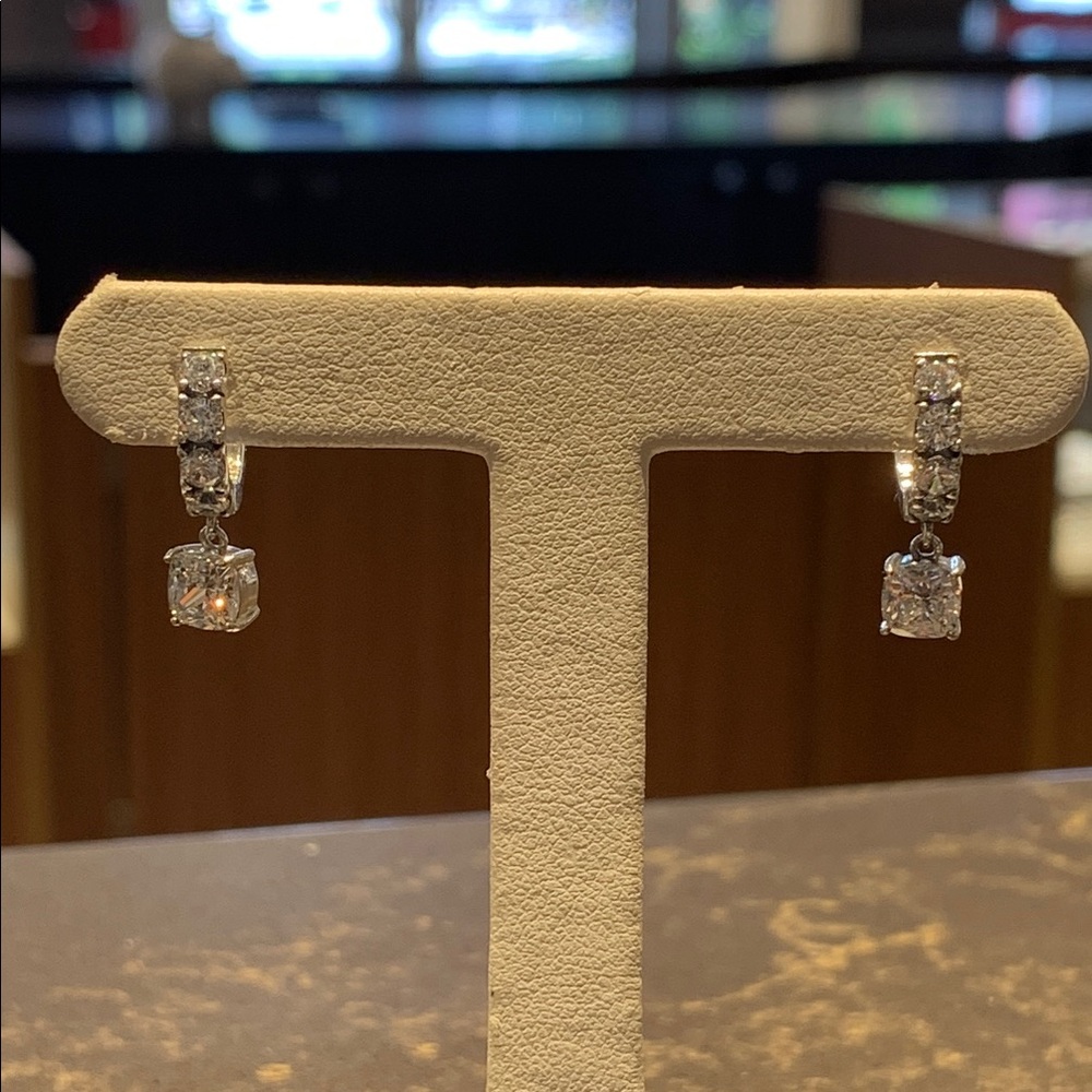 Genuine Pandora Pave Dangle Hoop Silver Earrings ✨NEW✨
